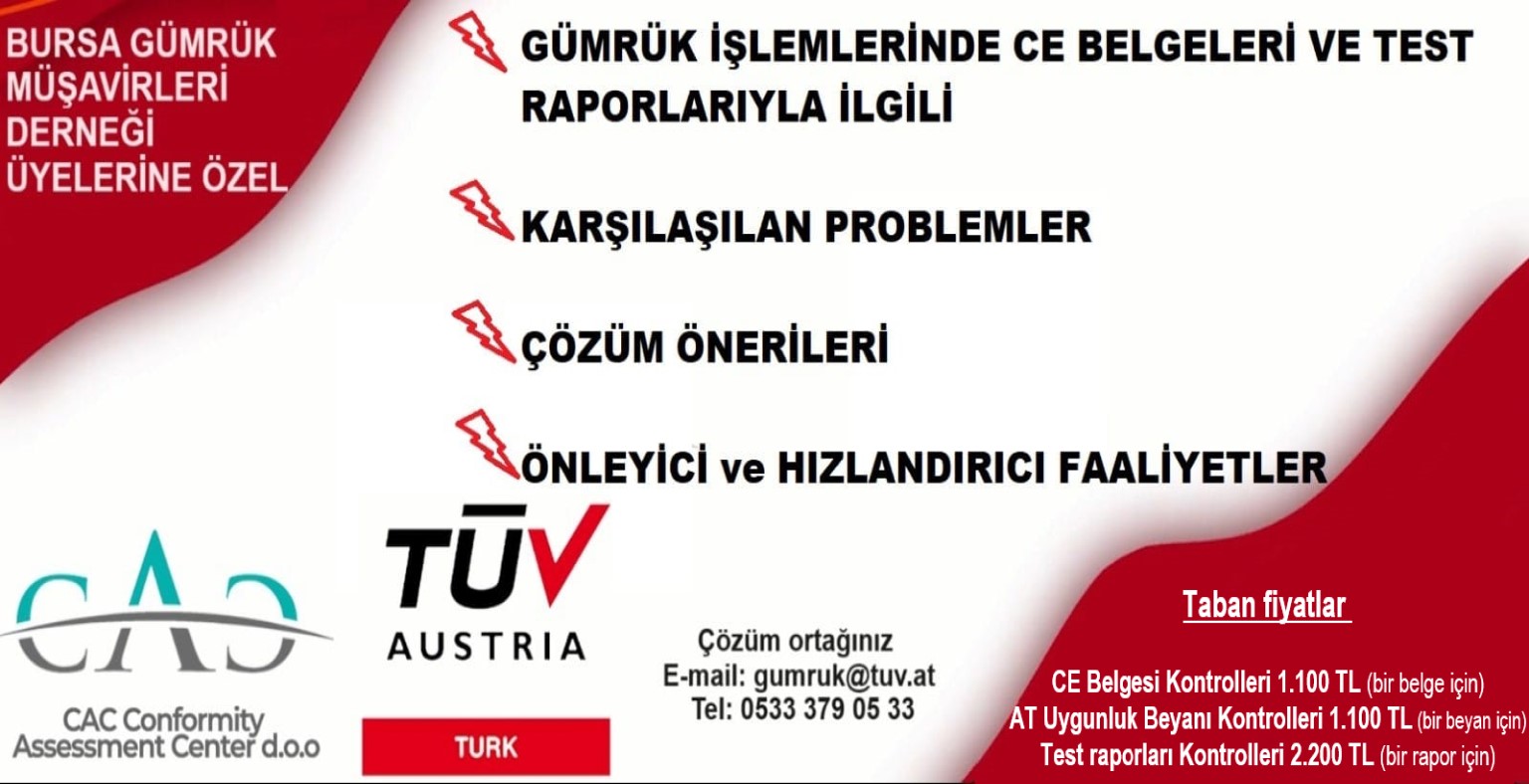 Tuv Austria Türk ve CAC d.o.o firmalarının işbirliği ile Derneğimiz üyelerine özel hizmetler ve fiyat listesi...