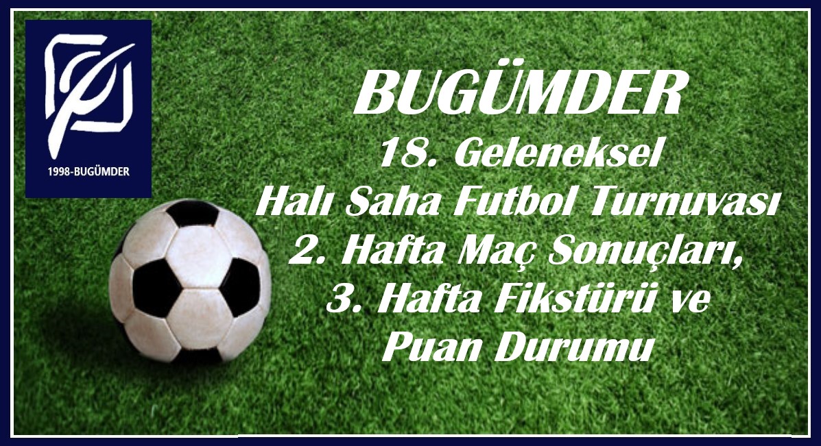 BUGÜMDER 18. Geleneksel Halı Saha Futbol Turnuvası 2. Hafta Maç Sonuçları, 3. Hafta Fikstürü ve Puan Durumu... 