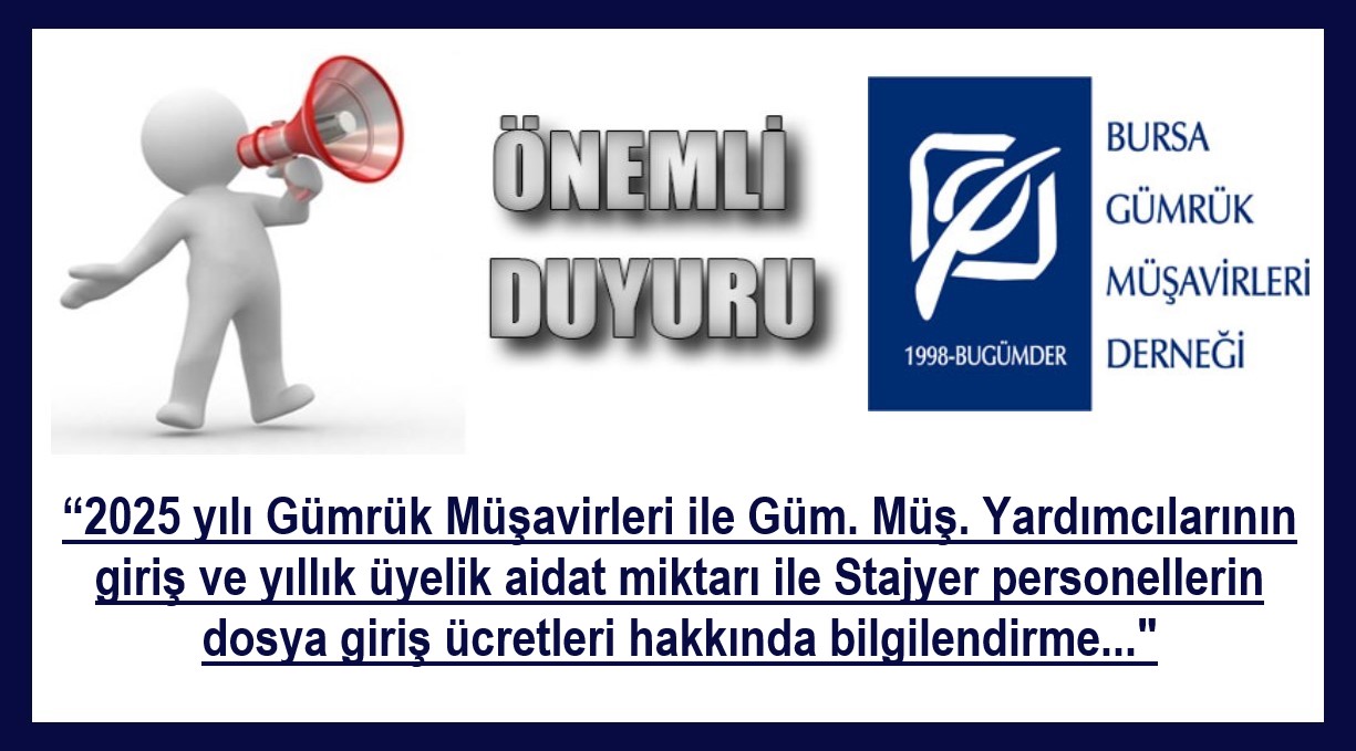 2025 YILI ÜYE AİDAT MİKTARLARI HAKKINDA BİLGİLENDİRME!...